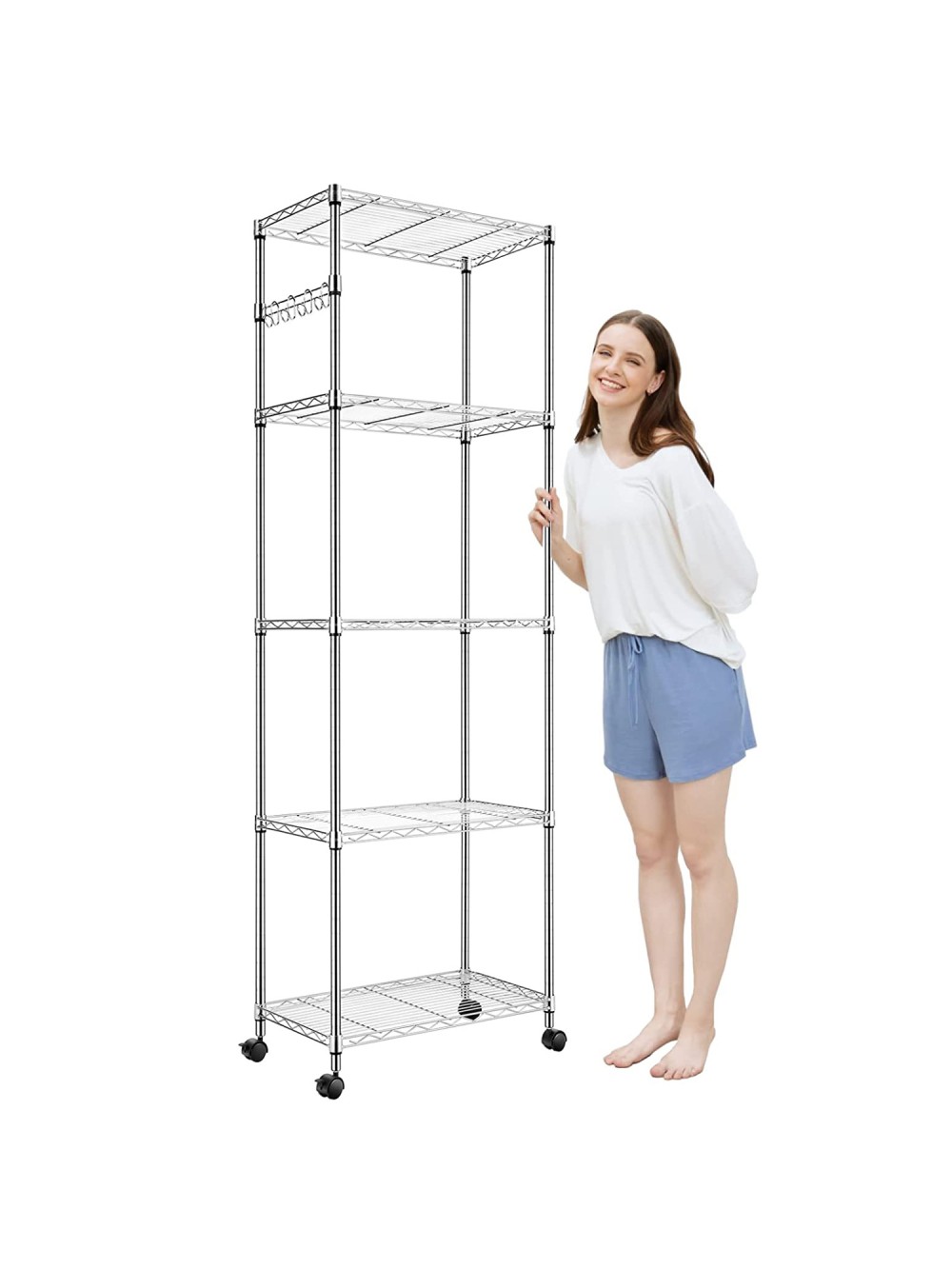 Devo 5 Tier Metal Shelf, Wire Shelving Steel Storage Shelf