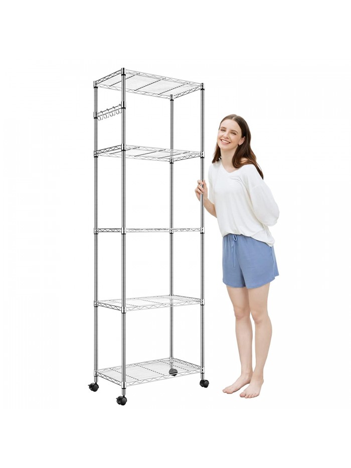 Devo 5 Tier Metal Shelf, Wire Shelving Steel Storage Shelf