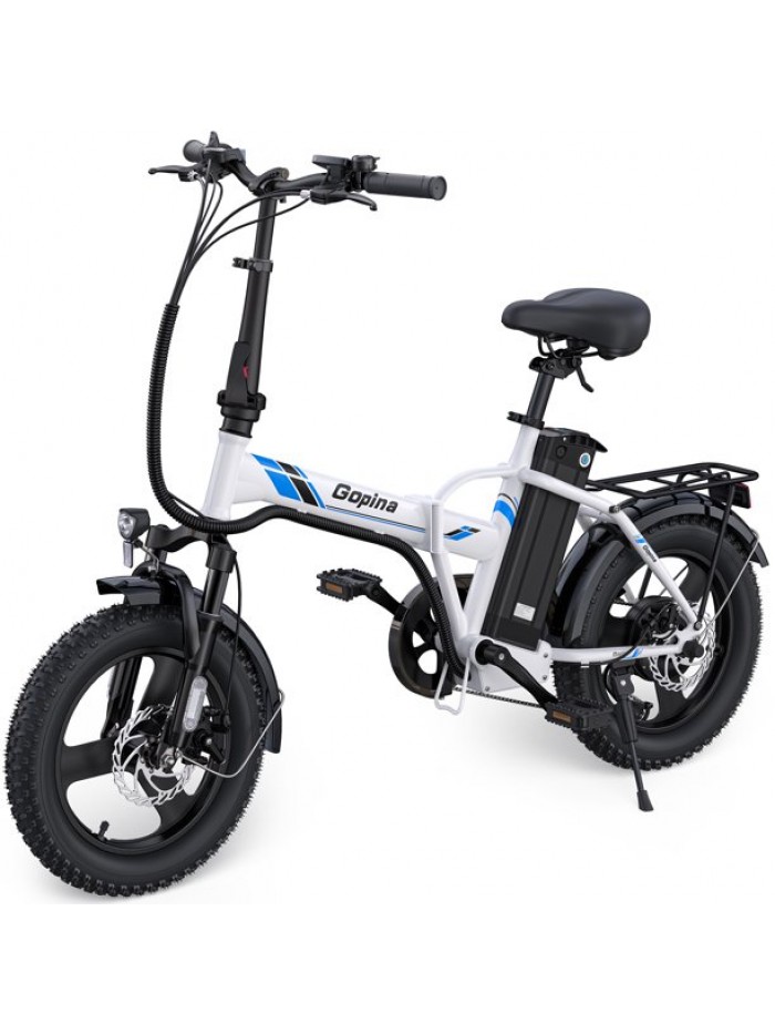 Gopina 350W Folding Electric Bike, 16*3.0""Electric Bicycle for Adults with 48V Removable Battery Commuting Folding Ebikes for Adults/Women/Men