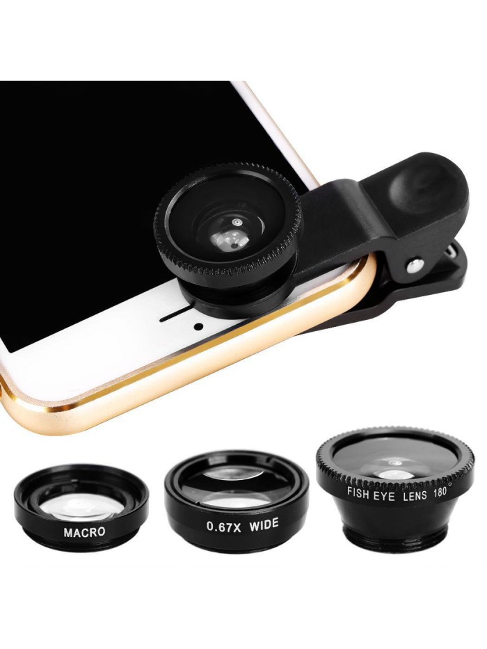 Universa l 3 in1 Fisheye Wide Angle Macro Camera Lens Kit Clip On for Mobile Cell Phone STDTE