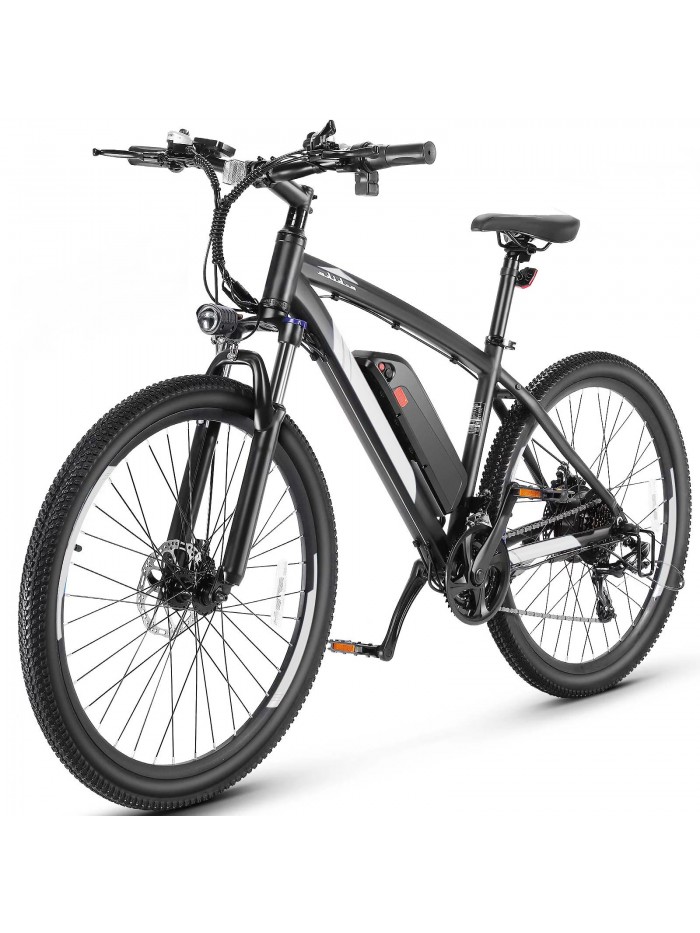 Elifine 27.5" Electric Bike, 500W Electric Bicycles for Adults, 48V 10.4Ah UL 2849 Removable Battery Ebike, 19.8mph Electric Mountain Bike, Lockable Suspension Fork, Professional 21 Speed White