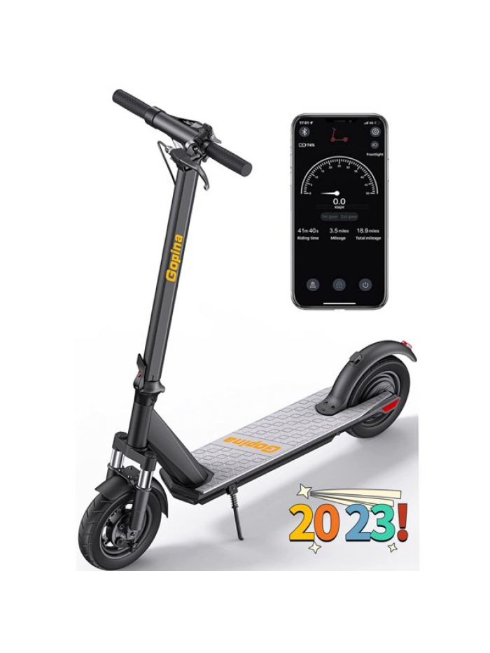 Gopina G10 Electric Scooter for Adults, 10" Solid Tires, 25 Miles Long Range & 19 MPH, 600W Max Power, 270lbs Max Load, IPX 4 Waterproof & App, Dual Brakes, Foldable Long Range E Scooter