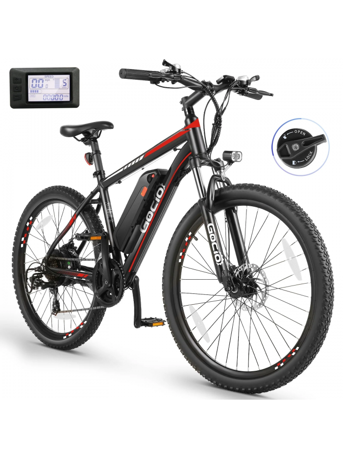 Gocio 26" Electric Bicycles for Adults, 500W Gladiator Electric Mountain Bike, 48V 10.4Ah Battery, 3H Fast Charge, Max 20Mph