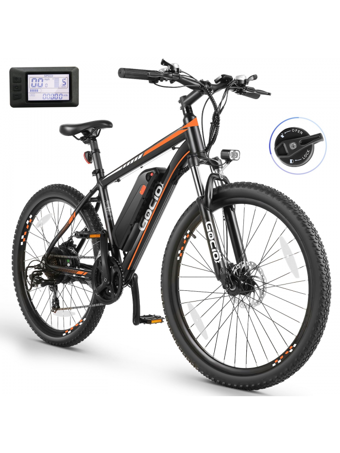 Gocio 26" Electric Bicycles for Adults, 500W Gladiator Electric Mountain Bike, 48V 10.4Ah Battery, 3H Fast Charge, Max 20Mph with Shimano 21Speed