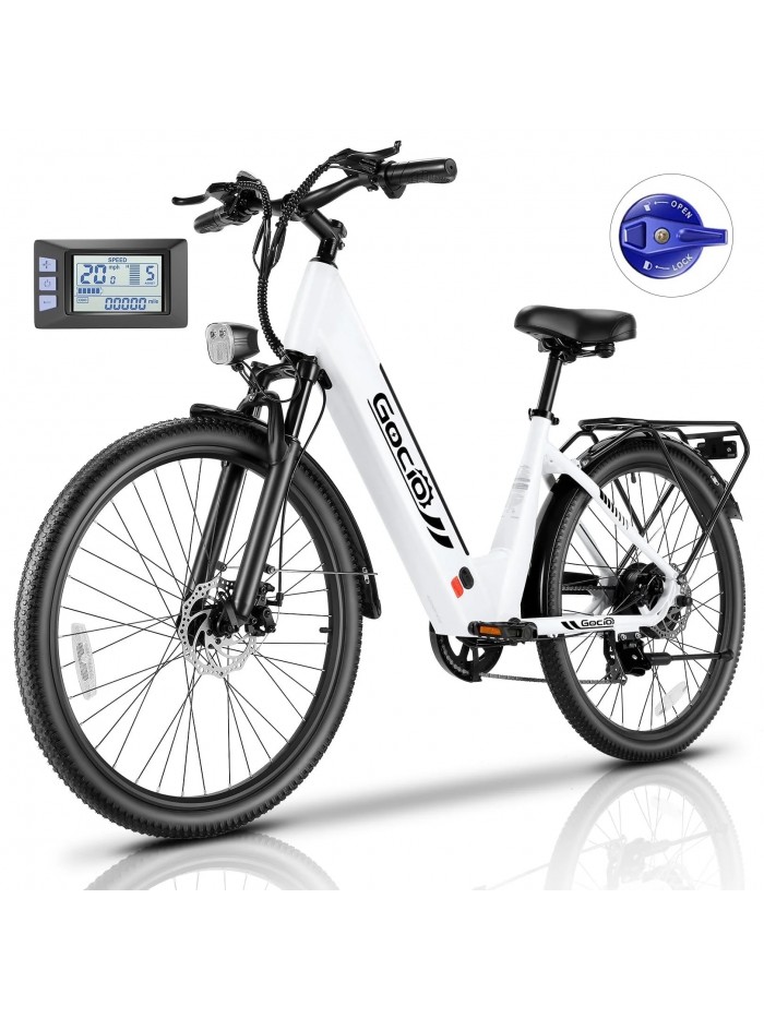 Gocio 26" x 2.1" Electric Bike for Adults, 500W Commuter Ebike, 48V 720wh Built-In Battery, 5 Riding Modes, Max 60 Miles, LCD, Lockable Front Suspension
