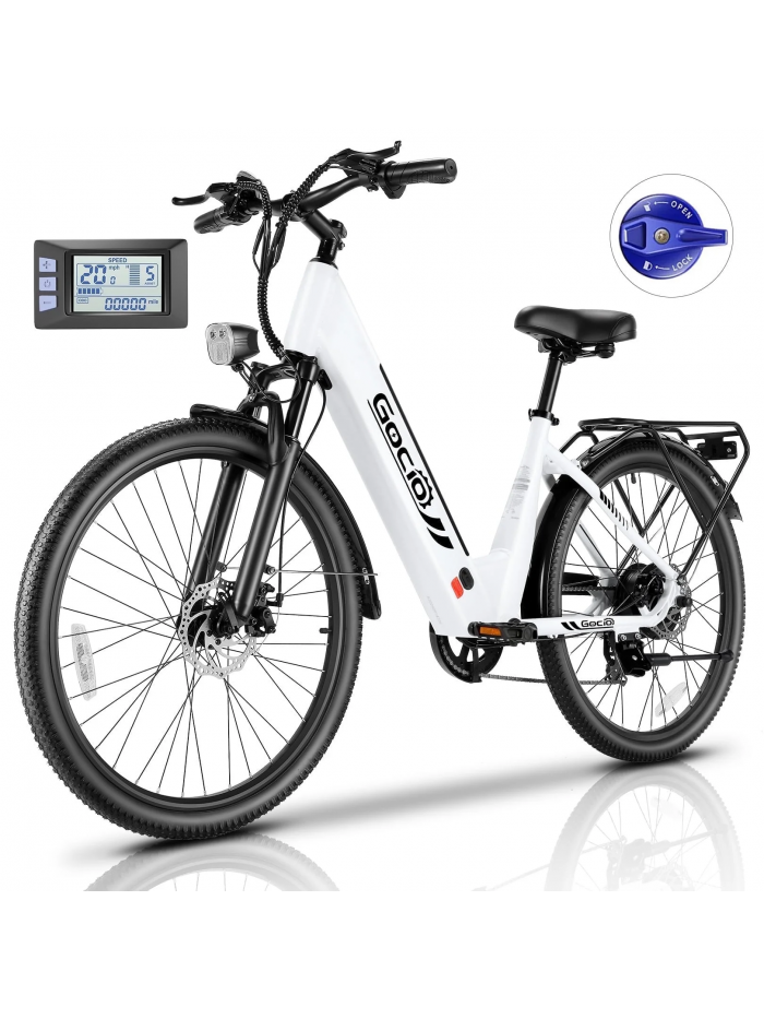 Gocio 26" x 2.1" Electric Bike for Adults, 500W Commuter Ebike, 48V 720wh Built-In Battery, 5 Riding Modes, Max 60 Miles, LCD, Lockable
