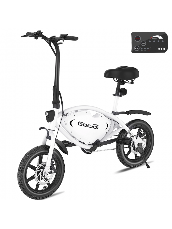 Gocio 14" Foldable Electric Bike, 375Wh 48V Electric Bicycles for Adults Women Teens, Peak 500W City Commuter Cruiser Ebikes, LED Display, E bike One-Piece Tire with 5 Riding Modes UL2849